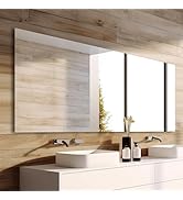 Mirrorons Beveled Mirror, Bathroom Mirrors for Wall 20" x 28", Frameless Rectangle Bathroom Mirro...