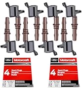 MAS Set of 8 Ignition Coils Pack Straight Boot & Motorcraft Spark plug SP546 SP515 Compatible wit...