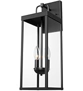 Diyel Outdoor Wall Sconce Lights, 16 Inch Tall Transitional Exterior Wall Light Fixtures with Cle...