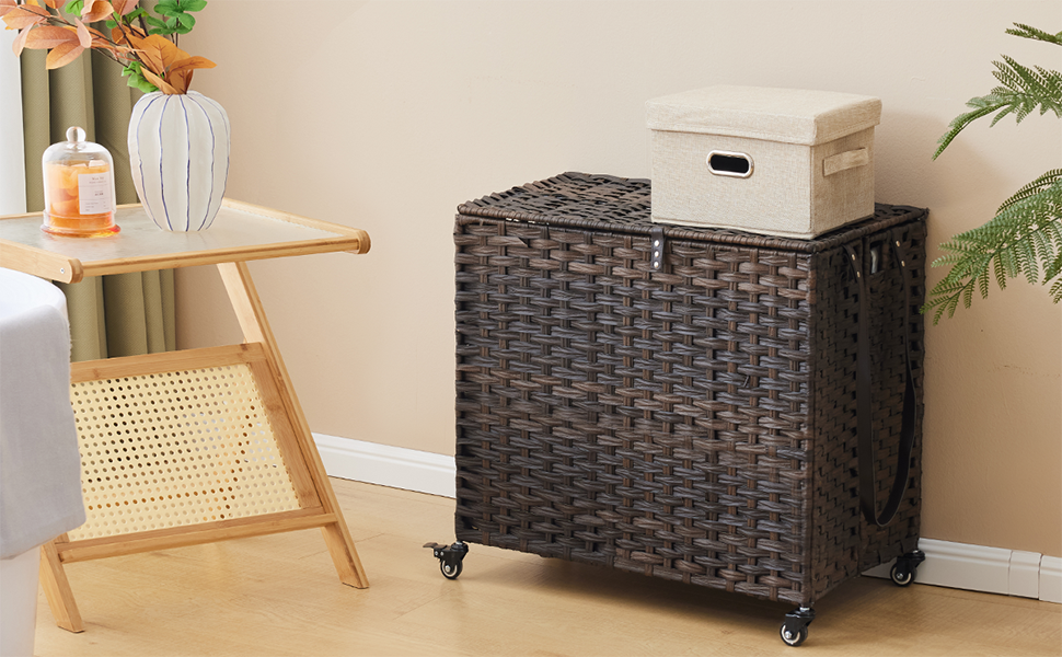 Rolling Laundry Basket with Wheels