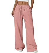 PRETTYGARDEN Womens Palazzo Pants Summer Fashion 2026 High Waisted Wide Leg Drawstring Flowy Beac...