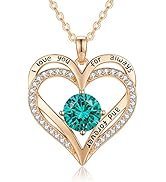 LOUISA SECRET Love Heart Birthstone Necklaces for Women 925 Sterling Silver Rose Gold Pendant For...