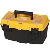 Torin ATB102B 16" Hip Roof Style Portable Steel Tool Box with Metal Latch Closure, Black