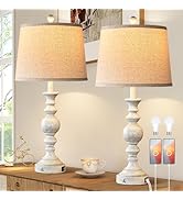 SRJJRS 28" Table Lamps for Living Room Set of 2, Farmhouse Touch Lamps for Nightstand with USB A+...