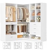 Homieasy Closet System Organizer with Hanging area, Pants Rack & Drawer – Expandable & Sturdy Mod...