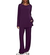 Darong Women's 2 Piece Lounge Set Casual Long Sleeve Crew Neck Tops Wide Leg Pants Travel Airport...