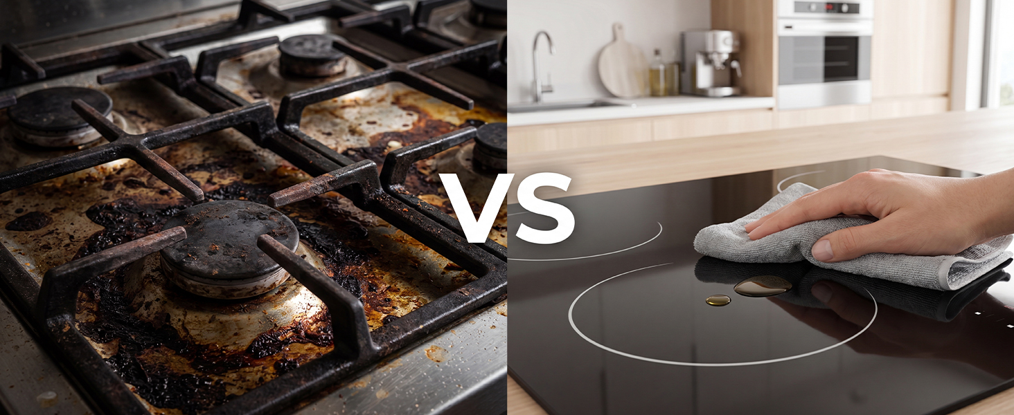 easier clean than gas cooktop