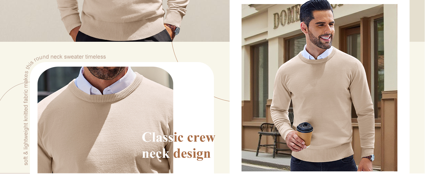 COOFANDY Men's Crew Neck Sweater Slim Fit Lightweight Sweatshirts Knit Pullover