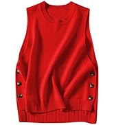 HangNiFang Women's Round Neck Sleeveless Pullover Ribbed Knit Sweater Vest Top
