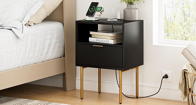 black and gold nightstand