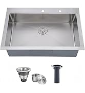 Comllen 28 inch Drop in Kitchen Sink, 28x18 inch Topmount Stainless Steel Sink, 18 Gauge T304 Sin...