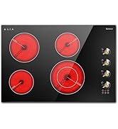 Karinear Electric Cooktop 30 Inch, 8400w 5 Burners Electric Stove Top, Built-in Ceramic Cooktop w...