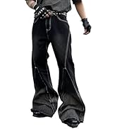 DFGIGT Mens Baggy Jeans Patchwork Y2k Hip Hop Wide Leg Denim Pants Casual Loose Fit Trousers Stre...