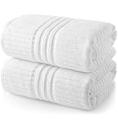 ecolook 2 Pack Large Bath Towels Set,with Hanging Loop,100% Cotton,55 x28 Inches,Lightweight,Quic...