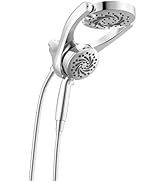 Delta Faucet 6-Setting In2ition 2-in-1 Dual Shower Head with ProClean Spray, Matte Black Round Sh...