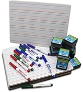 Flipside Products - Red & Blue Ruled/Plain White Dry Erase Dual Sided Board + Colored Markers + S...