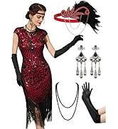 YESSA Great Gatsby 1920s Dresses for Women Flapper Dresses with Sleeve Roaring 20s Dresses Costum...