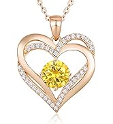 LOUISA SECRET Love Heart Birthstone Necklaces for Women 925 Sterling Silver Pendant Necklace Birt...
