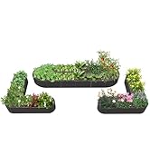 A ANLEOLIFE 3 Set U-Shaped Galvanized Raised Garden Beds Outdoor,6x6x1.5ft Large Metal Planter Bo...