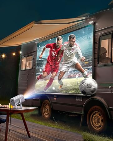 Mini-Projector with WiFi and Bluetooth, 600ANSI/Electric Focus, Native 1080P 4K Portable-Outdoor...