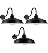 Diyel Gooseneck Barn Light Outdoor, 16 Inch Dome Large Farmhouse Exterior Light Fixture Wall Moun...