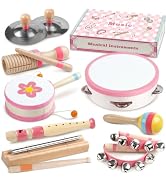 Baby Musical Instruments - Montessori Wooden Toys for Toddlers 1-3, Xylophone Maracas Tambourine ...