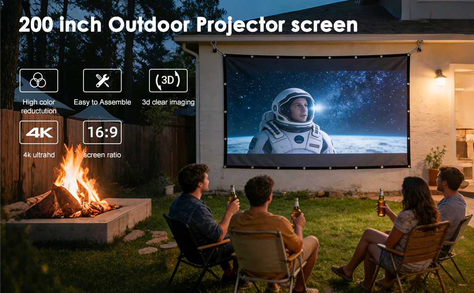 Projector Screen Foldable Projection Screen Double-Sided Portable Outdoor Indoor Projectors Screen