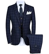 MOGU Suits for Men, 2 Piece Slim Fit Suit with Double Breasted Blazer and Tuxedo Pants
