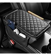 JOYTUTUS Pink Center Console Cover with Storage Bag for SUV Sedan, PU Leather Arm Rest Pad Middle...