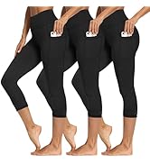 3 Packs Leggings with Pockets for Women, Soft High Waisted Tummy Control Workout Yoga Pants