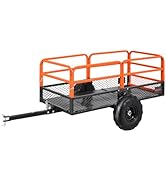 VEVOR Heavy Duty ATV Trailer Steel Dump Cart, 750 lbs 15 Cubic Feet, Garden Utility Trailer Yard ...