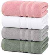Velqora Bath Towels 4 Pack, Large 30 x 60 Inches, 100% Cotton, Soft & Absorbent Bathroom Towels f...