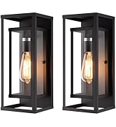 mirrea Modern Outdoor Porch Light Patio Light in 2 Lights with Aluminum Rectangular Tube and Temp...