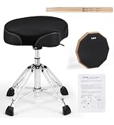 AKLOT Saddle Drum Throne with Backrest, Hydraulic Drum Throne, Heavy Duty Drum Seat, Height Adjus...