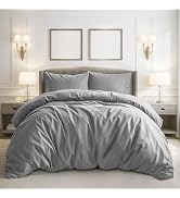 Pure Bedding Duvet Cover Queen Size - 3 Pieces Extra Soft Bedding Set, Includes 1 Duvet Cover 90x...