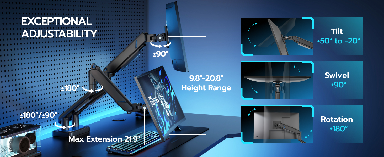 ARES WING Monitor Arm for 17"-45"