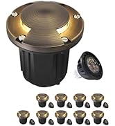 MALORY Brass Top Cover Landscape Well Lights,(5‘’H) 12V Low Voltage Outdoor In Ground Lights,5W L...