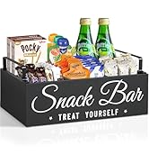 Snack Organizer for Countertop, Wood Pantry Storage Bins with Handles, Snack Bar Organizer for Pa...