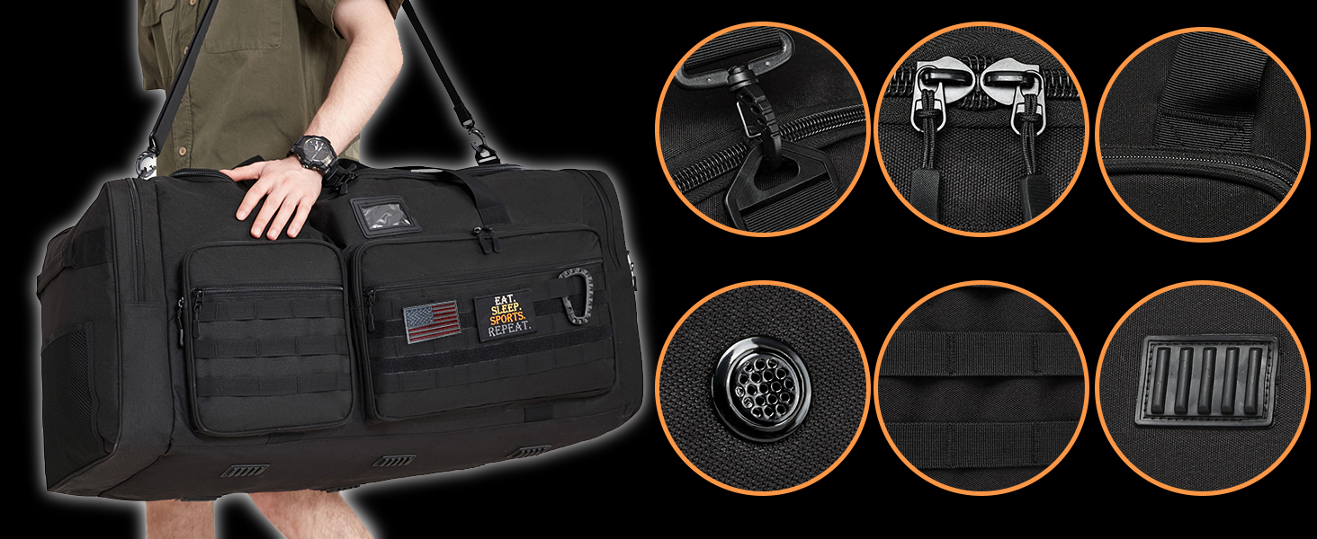 black duffle bag