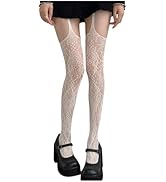 SHENHE Women's Y2K Lace Tights Suspender Pantyhose Sheer Thigh High Garter Stockings