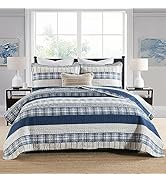 Homzard Quilt King Size, Cotton Orange Gray Black Striped Quilt Bedding Set,Floral Comforter Set ...
