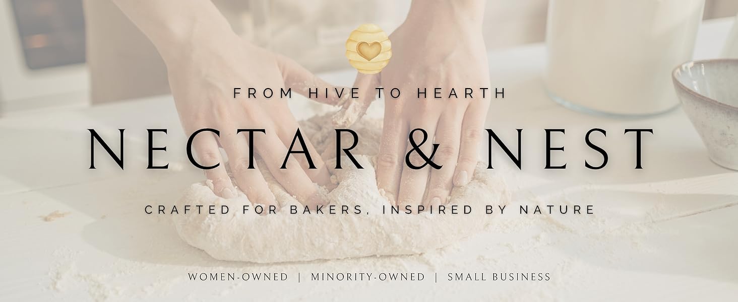 Nectar and Nest, from hive to hearth, hands kneading dough, making homemade bread