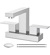Matte Black Bathroom Sink Faucet, Hurran 4 inch Bathroom Faucets for Sink 3 Hole with Pop-up Drai...
