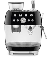 SMEG Fully Automatic Coffee Machine with Steam, Black BCC02BLMUS, Large