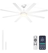 Phylluz 72'' Large Ceiling Fans with Lights, Modern Black Ceiling Fan Remote/APP Control, Dimmabl...