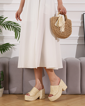 Platform Sandals for Women Espadrilles Wedegs Heels Raffia Sandal Summer Boho Shoes Beach Vacation