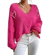 SELINK Women's Crewneck Sweaters Long Sleeve Checkered Print Loose Knitted Pullover Tops