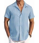 COOFANDY Men's Casual Button Down Shirts Short Sleeve Textured Summer Beach Shirts