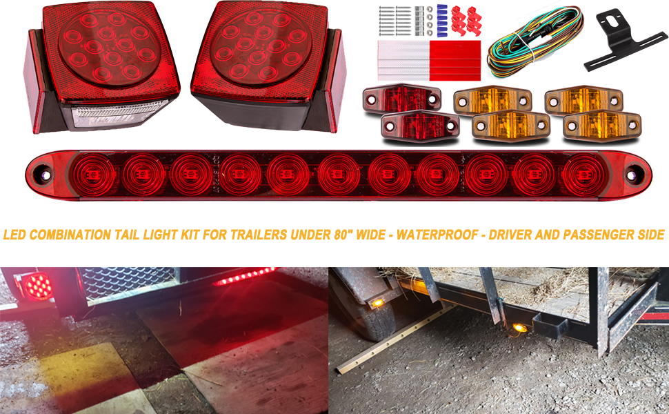 12V Led Trailer Tail Lights Kit
