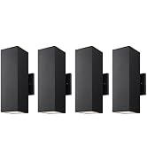 mirrea Modern Outdoor Porch Light Patio Light in 2 Lights with Matte Black Aluminum Cylinder and ...